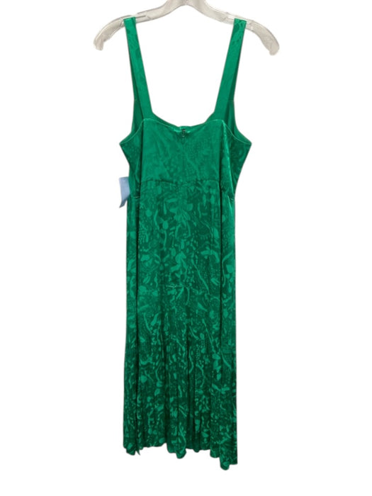 Alexis Size M Emerald Green Viscose Jacquard Satin Sleeveless Back Zip Dress Emerald Green / M