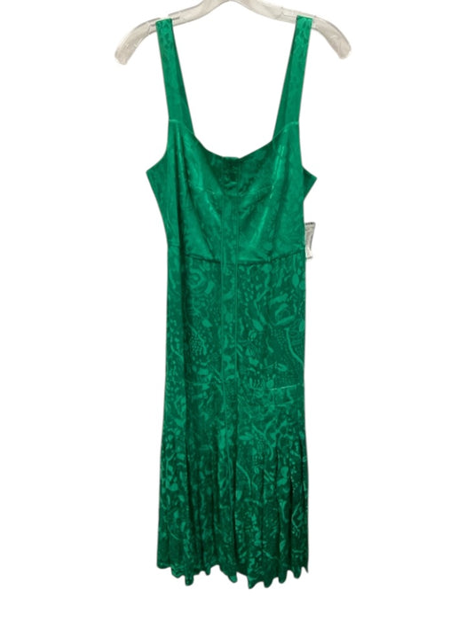 Alexis Size M Emerald Green Viscose Jacquard Satin Sleeveless Back Zip Dress Emerald Green / M