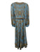 Zimmermann Size 1 Blue, Beige & Brown Cotton Paisley Long Balloon Sleeve Dress Blue, Beige & Brown / 1