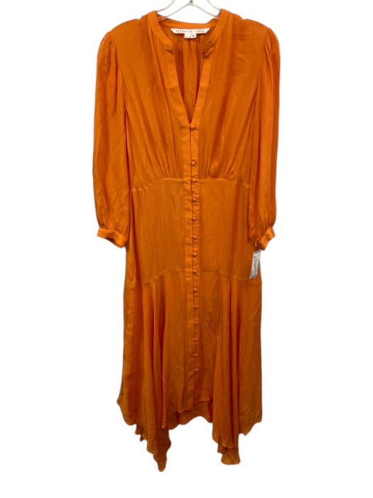 Veronica Beard Size 6 Orange Silk Blend 3/4 Balloon Sleeve Button Front Dress Orange / 6