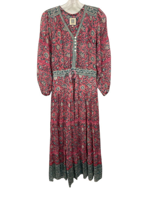 Bell by Alicia Bell Size S Pink, Aqua, White Silk & Cotton Lace Detail Dress Pink, Aqua, White / S