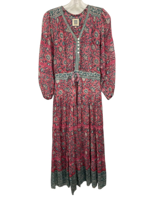 Bell by Alicia Bell Size S Pink, Aqua, White Silk & Cotton Lace Detail Dress Pink, Aqua, White / S