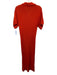 Shona Joy Size M Red Orange Cotton Knit Short Sleeve Collared V Neck Dress Red Orange / M