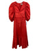 Hunter Bell Size S Red Cotton 1/2 Puff Sleeve V Neck Gathered Dress Red / S