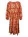 Figue Size S Orange, Pink & White Cotton Abstract Floral Cutout detail Dress Orange, Pink & White / S
