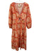 Figue Size S Orange, Pink & White Cotton Abstract Floral Cutout detail Dress Orange, Pink & White / S