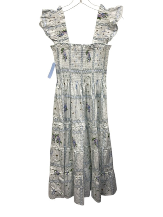 Hill House Size M White, Blue & Multi Cotton Grid Print Botanical Dress White, Blue & Multi / M
