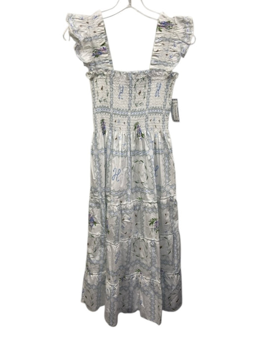Hill House Size M White, Blue & Multi Cotton Grid Print Botanical Dress White, Blue & Multi / M