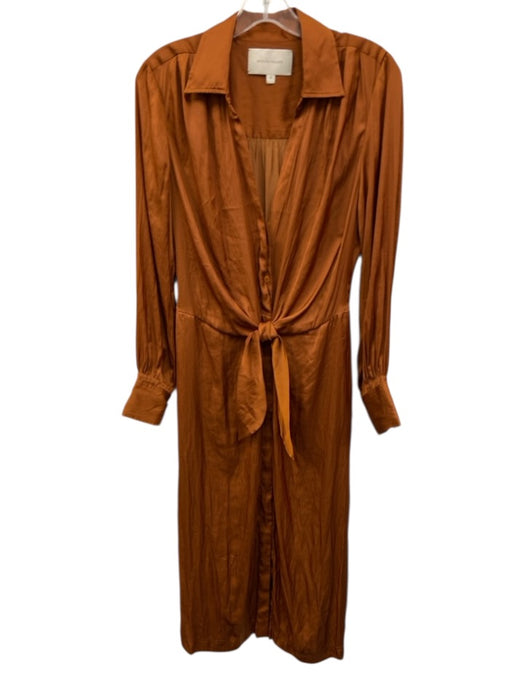 Brochu Walker Size S Burnt Orange Polyester Satin Long Balloon Sleeve Dress Burnt Orange / S