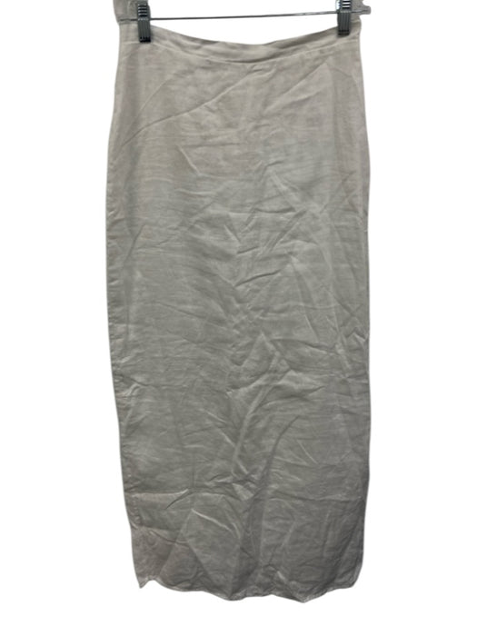 Dissh Size 6 White Linen Elastic Back Side Zip Back Slit Maxi Skirt White / 6