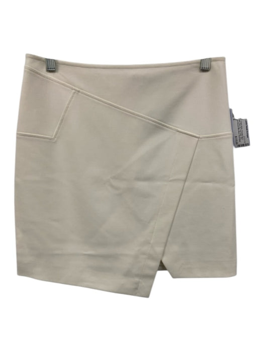 Tibi Size 6 Cream White Polyester Blend Paneled Back Zip Flap Detail Mini Skirt Cream White / 6