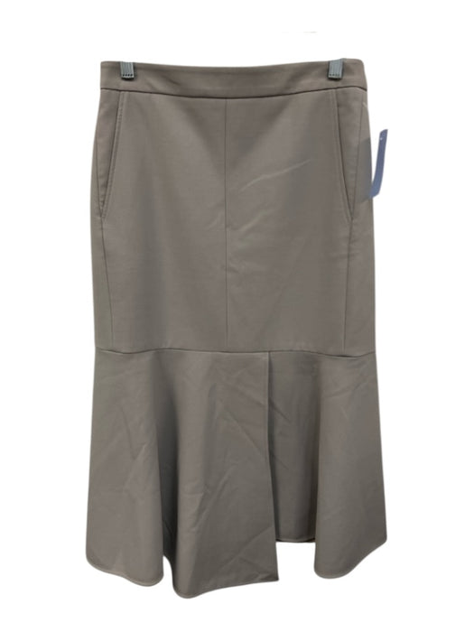 Tibi Size 6 Light Gray Polyester Blend Paneled Pocketed Flap Detail Midi Skirt Light Gray / 6