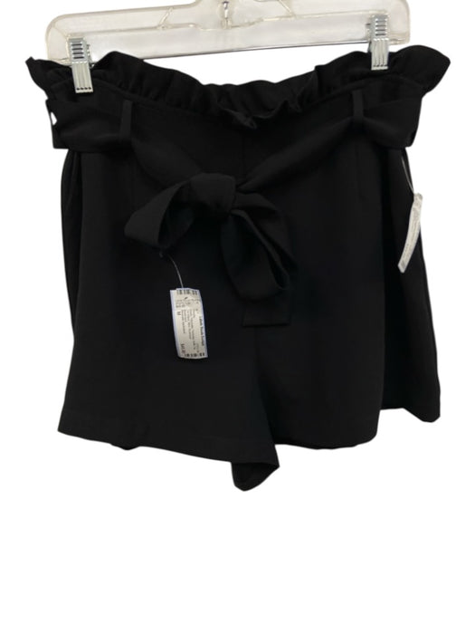 Amanda Uprichard Size M Black Polyester Pocketed Ruffle Top Tie Waist Shorts Black / M