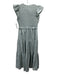 En Saison Size S Green Polyester & Cotton Smocked V Neck Cap Sleeve Dress Green / S