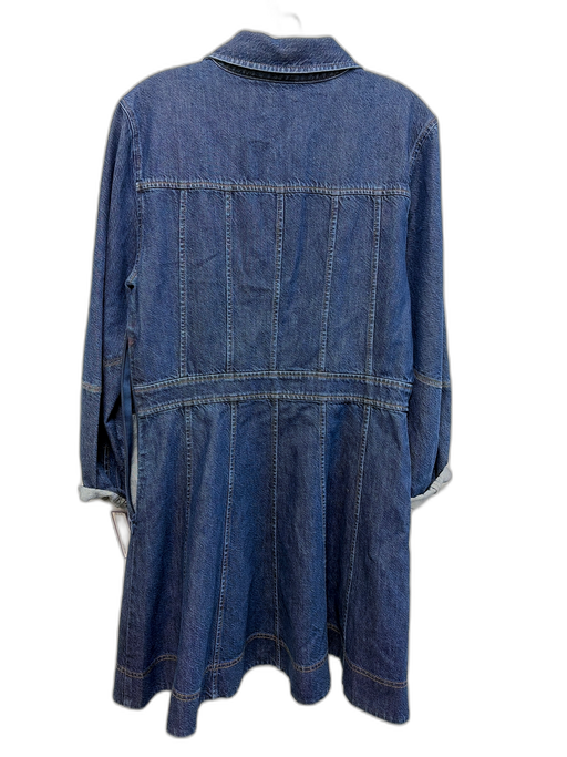 Tanya Taylor Size 10 Mid Wash Cotton Denim Collar neck Half Button Dress Mid Wash / 10