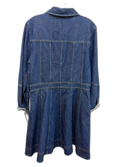 Tanya Taylor Size 10 Mid Wash Cotton Denim Collar neck Half Button Dress Mid Wash / 10