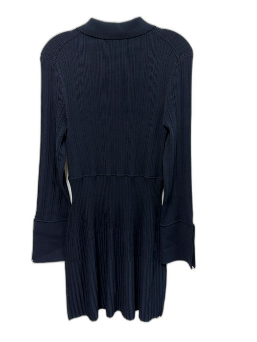 Veronica Beard Size L Navy Viscose Blend Ribbed Detail Collar neck Dress Navy / L
