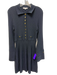 Veronica Beard Size L Navy Viscose Blend Ribbed Detail Collar neck Dress Navy / L