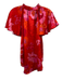 Trina Turk Size M Pink, Red, Orange Polyester Satin Floral Print Top Pink, Red, Orange / M