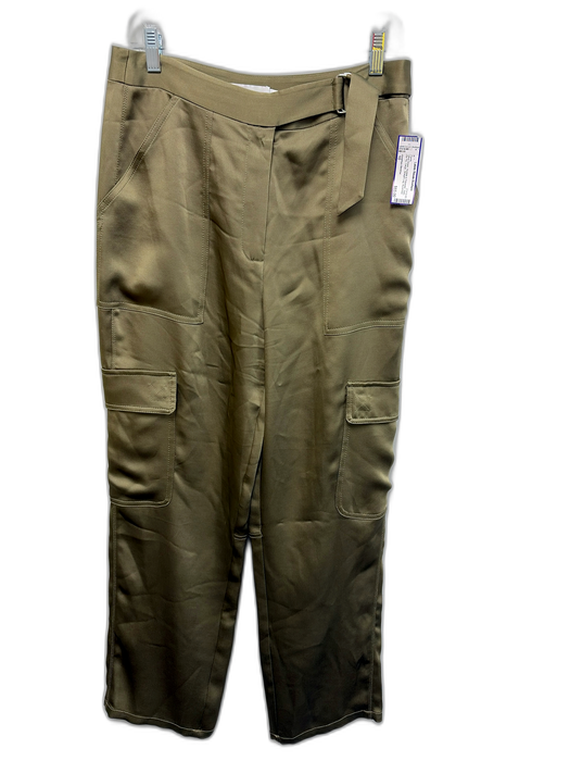 Jonathan Simkhai Size 10 Olive Green Acetate & Polyester Satin Zip Fly Pants Olive Green / 10