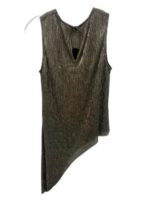 Trina Turk Size S Gold Polyester & Metallic Sleeveless Crinkle Asymmetrical Top Gold / S