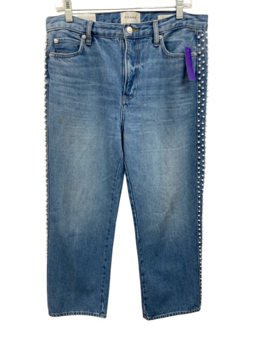 Frame Size 29 Medium light wash Cotton Denim pearl embellishment Jeans Medium light wash / 29