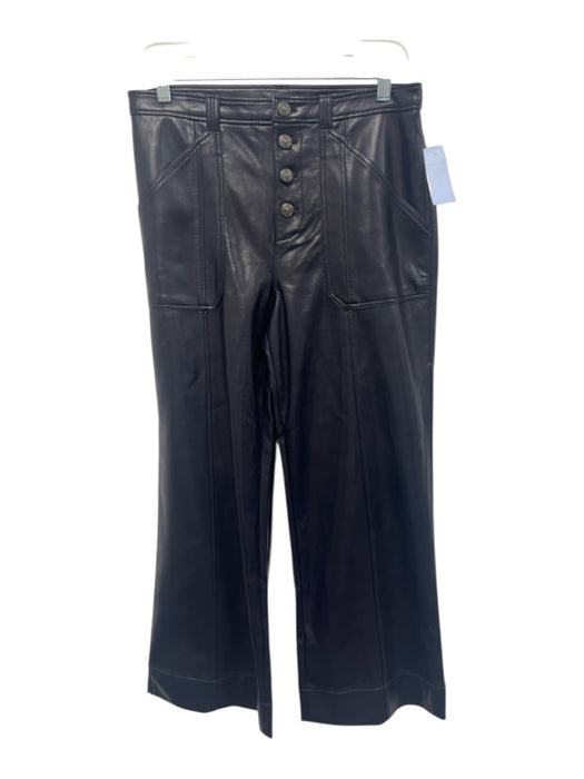 Cinq a Sept Size 8 Navy Blue Viscose Coated High Rise Button Fly Wide Leg Pants Navy Blue / 8