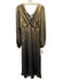 Lost + Wander Size Large Gold & Navy Blue Polyester Blend Long Sleeve Midi Dress Gold & Navy Blue / Large