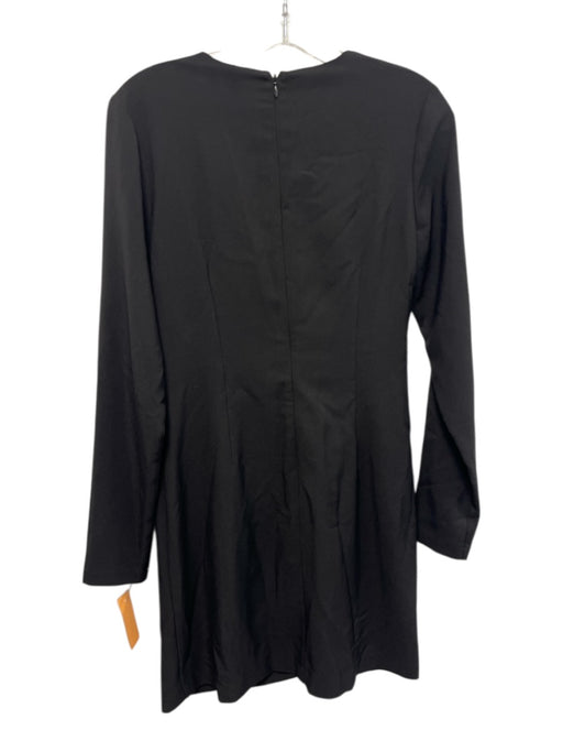 Hutch Size Medium Black Polyester Blend Long Sleeve Ruffles Satin Dress Black / Medium