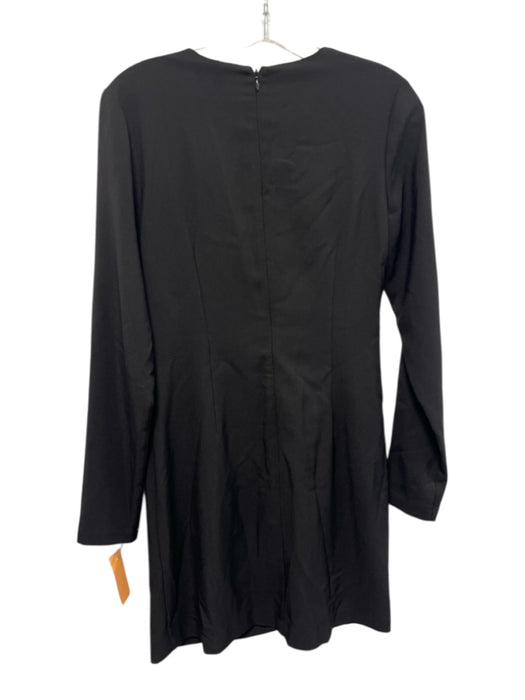 Hutch Size Medium Black Polyester Blend Long Sleeve Ruffles Satin Dress Black / Medium