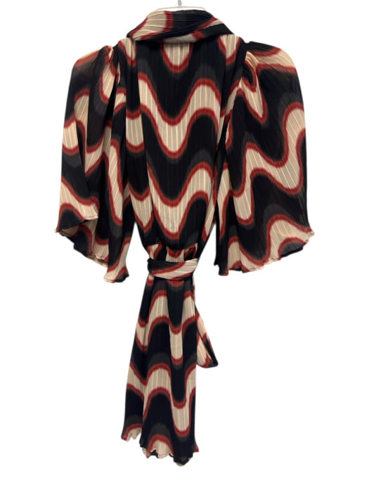 Ciebon Size Medium Black, Red, Cream Polyester Half Sleeve Abstract Print Dress Black, Red, Cream / Medium