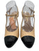 Chanel Shoe Size 38.5 Beige & Black Leather Almond Toe Toe Cap Slingback Pumps Beige & Black / 38.5