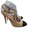 Chanel Shoe Size 38.5 Beige & Black Leather Almond Toe Toe Cap Slingback Pumps Beige & Black / 38.5