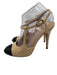 Chanel Shoe Size 38.5 Beige & Black Leather Almond Toe Toe Cap Slingback Pumps Beige & Black / 38.5