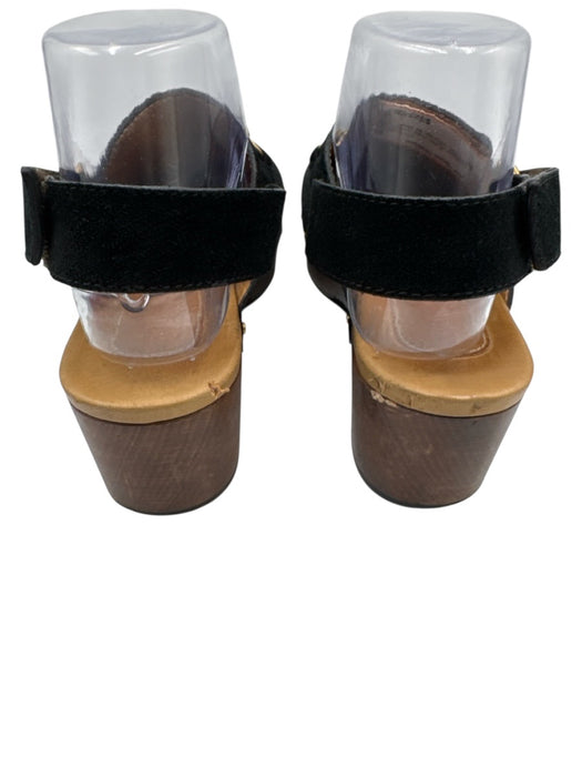 Gucci Shoe Size 38 Black, Brown, Gold Leather Suede Wood Sole Horsebit Clogs Black, Brown, Gold / 38