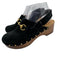 Gucci Shoe Size 38 Black, Brown, Gold Leather Suede Wood Sole Horsebit Clogs Black, Brown, Gold / 38