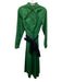 Boden Size 6 Green & Navy Blue Cotton Button Down Pleated Sash Midi Dress Green & Navy Blue / 6