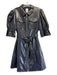 Cinq a Sept Size 10 Navy Blue Viscose PU Leather Zip Sash Mini Dress Navy Blue / 10