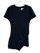 Cinq a Sept Size 8 Navy Blue Triacetate Blend Short Sleeve Ruched side Dress Navy Blue / 8