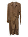 Veronica Beard Size 10 Brown & Cream Silk Blend Side Gather Chevron Dotted Dress Brown & Cream / 10