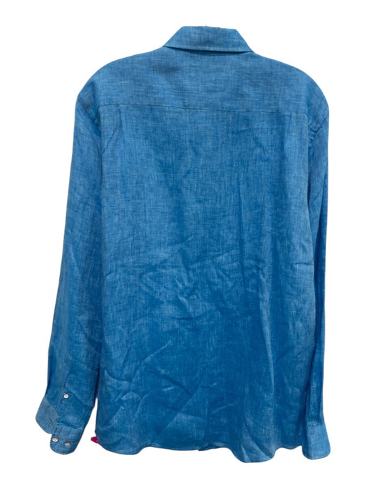 Rodd & Gun Size M Blue Linen Solid Button Up Men's Long Sleeve Shirt Blue / M