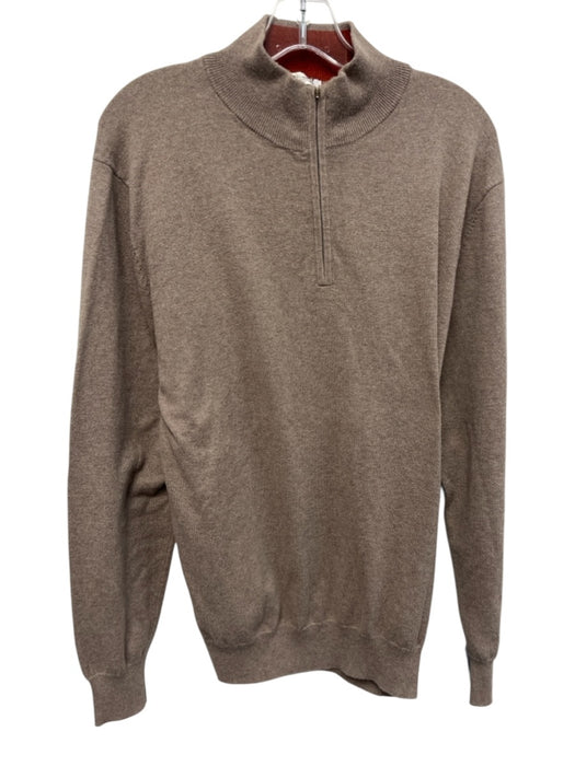 H Stockton AS IS Size M Tan Cotton Blend Solid Quarter Zip Men's Sweater Tan / M