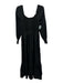 Hill House Size S Black Polyester Taffeta Scoop Neck Smocked Bodice Maxi Dress Black / S