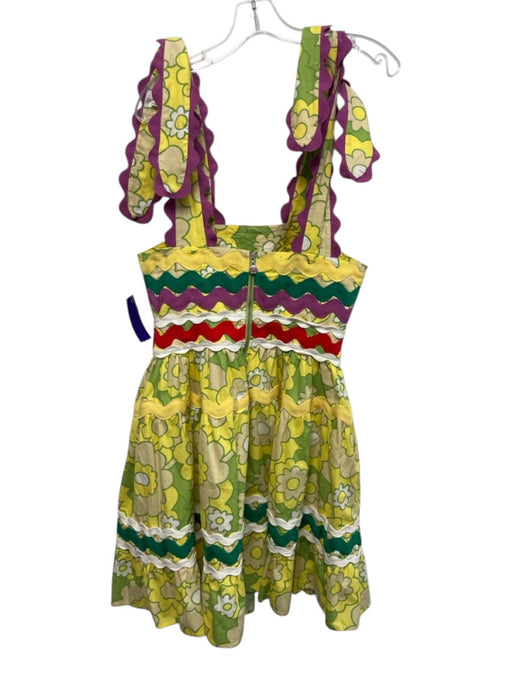 Celia B Size S Yellow, Green, Multi Cotton Floral Scalloped Sleeveless Dress Yellow, Green, Multi / S