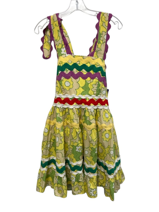 Celia B Size S Yellow, Green, Multi Cotton Floral Scalloped Sleeveless Dress Yellow, Green, Multi / S