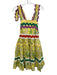 Celia B Size S Yellow, Green, Multi Cotton Floral Scalloped Sleeveless Dress Yellow, Green, Multi / S