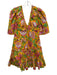Love The Label Size M Orange & Multi Cotton V Neck 1/2 Sleeve Floral Dress Orange & Multi / M