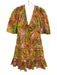 Love The Label Size M Orange & Multi Cotton V Neck 1/2 Sleeve Floral Dress Orange & Multi / M