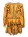 Ulla Johnson Size 4 Orange, Brown, White Cotton Long Sleeve Stich Detail Dress Orange, Brown, White / 4