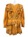 Ulla Johnson Size 4 Orange, Brown, White Cotton Long Sleeve Stich Detail Dress Orange, Brown, White / 4